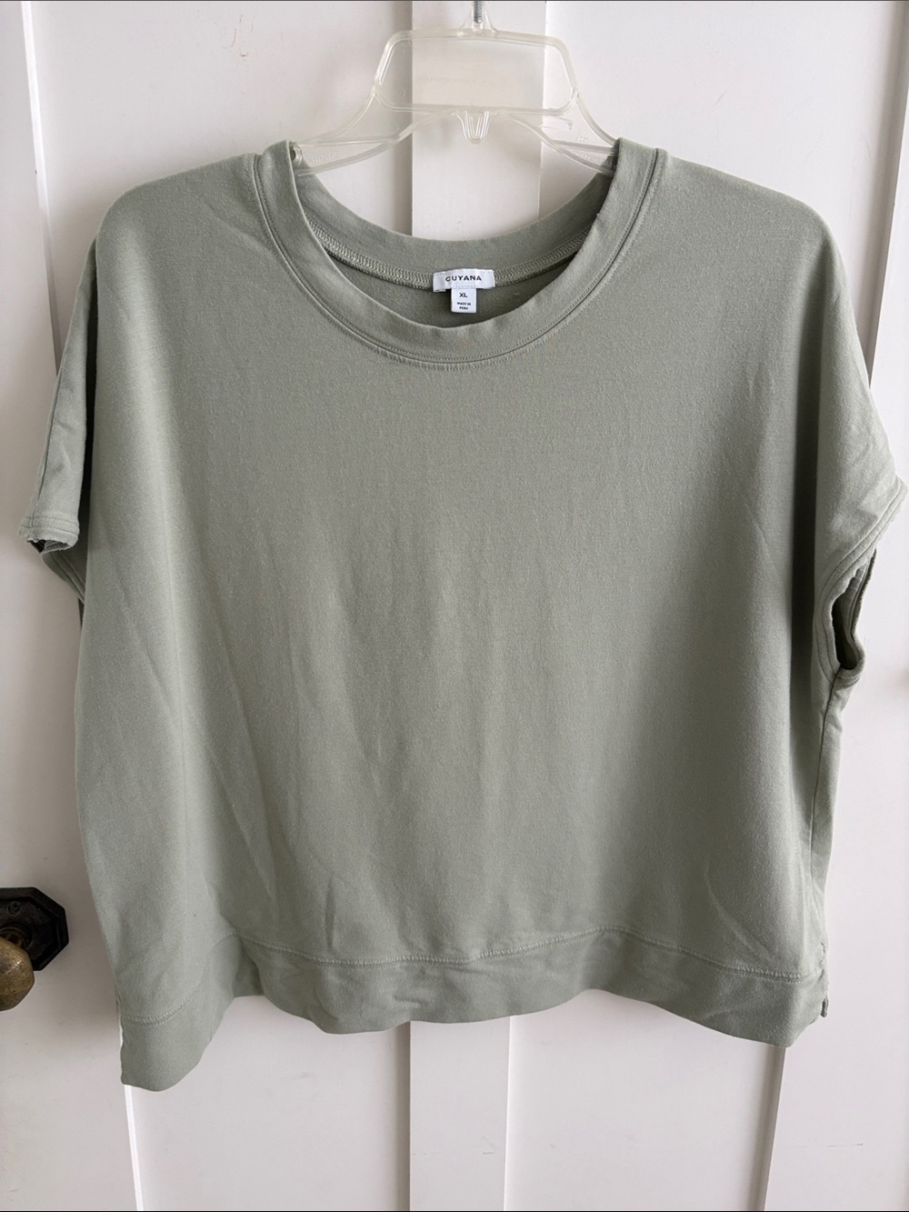 Cuyana Sage Green Short Sleeve Tee Shirt dolman sleeves Sz XL